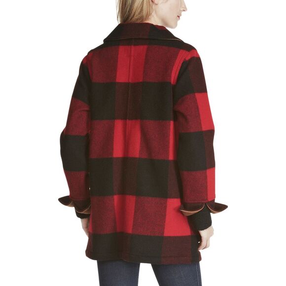 Woolrich Blue Wool Buffalo Plaid Fall Winter Coat Small - Picture 7 of 8